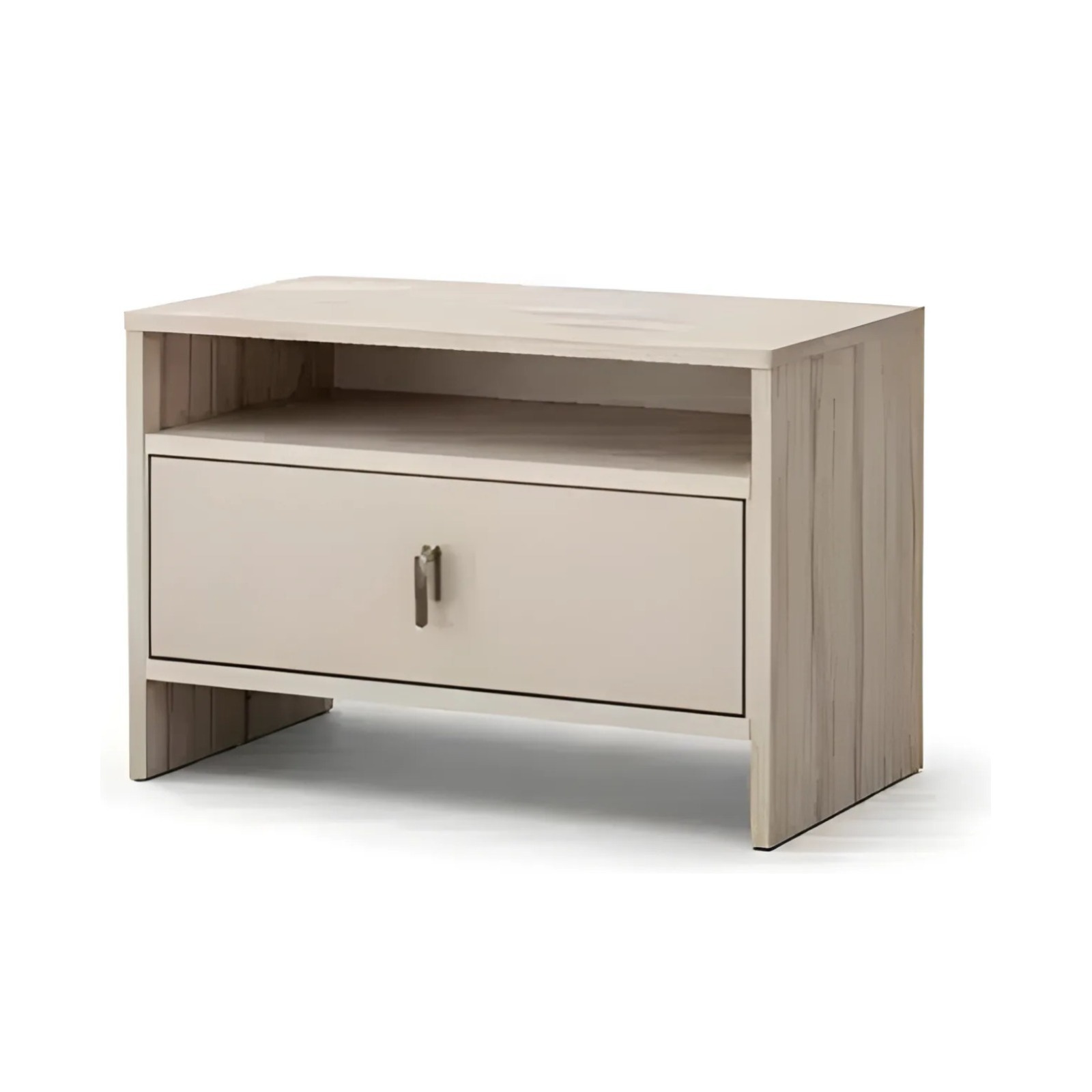 Bedroom Bed and Nightstand Set presented in a classic bedroom with gentle side perspective