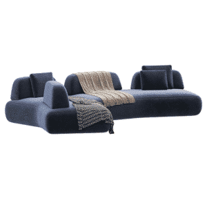 Plum L Shape furniture piece in side view for elegant lounge areas