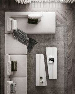 Morte L Shape sofa design in room view for contemporary interiors