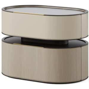 Lumo Nightstand Set in refined calm bedroom display