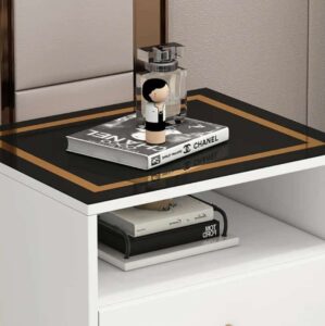 Vilo Nightstand Set in balanced bedside view