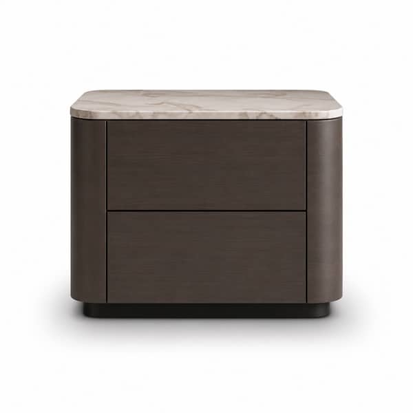 Bedroom Bed and Nightstand Set presented in a elegant bedroom with modern corner perspective with a clear product perspective
