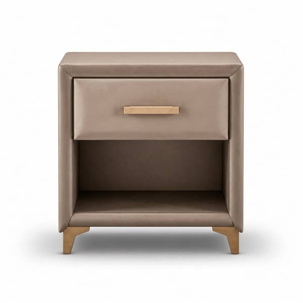 Bedroom Bed and Nightstand Set presented in a contemporary bedroom with neat detail perspective with a clear product perspective