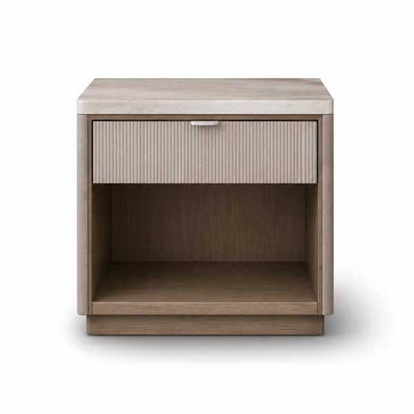 Bedroom Bed and Nightstand Set presented in a stylish bedroom with balanced corner perspective with a clear product perspective