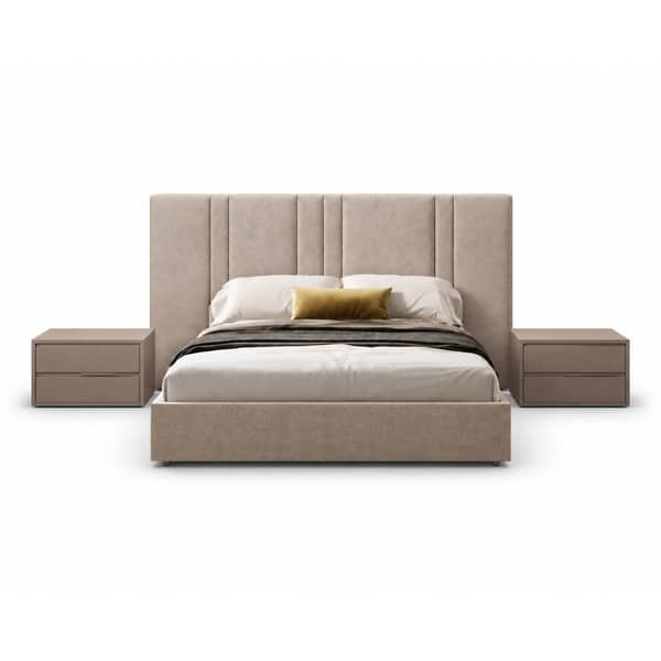Bedroom Bed and Nightstand Set presented in a stylish bedroom with classic front perspective with a clear product perspective