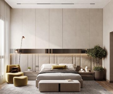 Bedroom Bed and Nightstand Set presented in a refined bedroom with clean front perspective with a clear product perspective