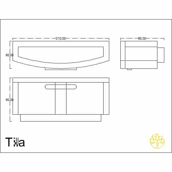 Rina Buffet presented from a side profile for home interiors