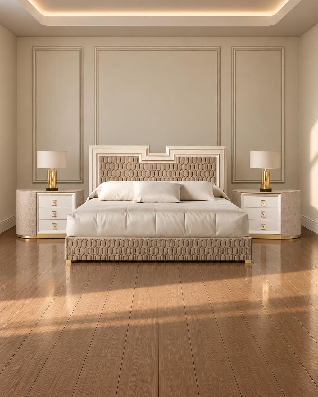 Jivo Bed and Nightstand Set