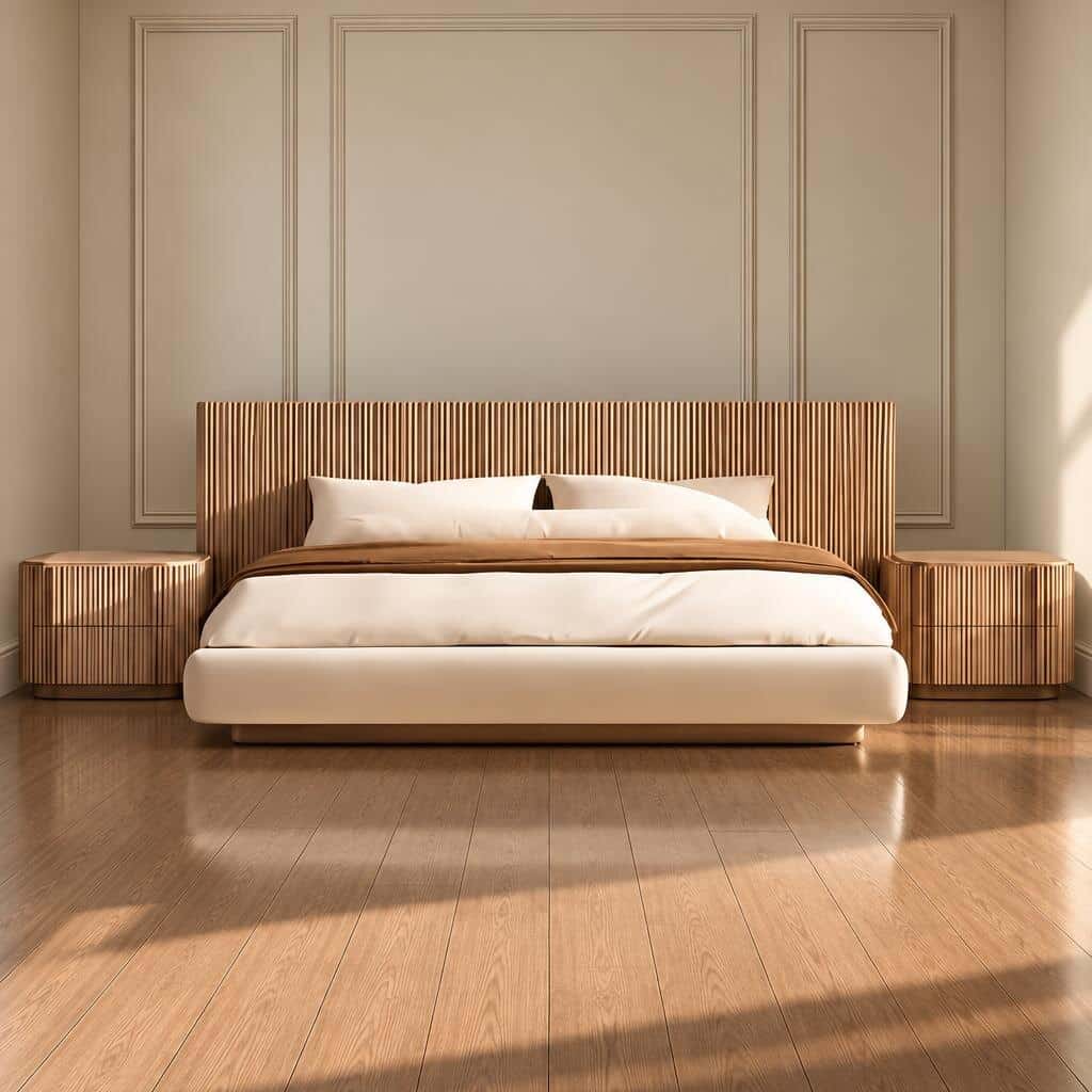 Bedroom Bed and Nightstand Set presented in a stylish bedroom with classic corner perspective