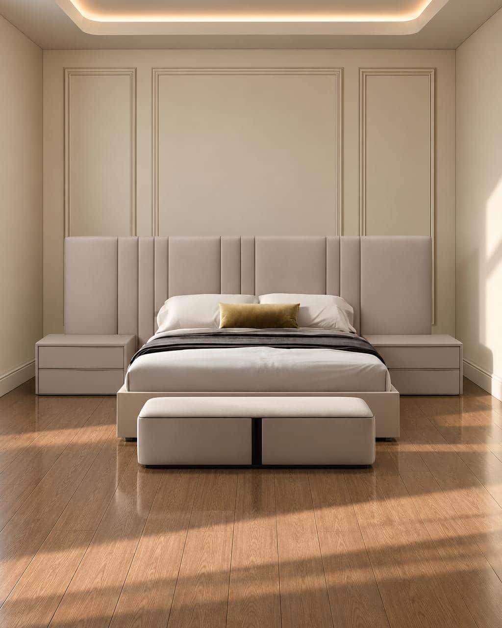 Pira Bed and Nightstand Set