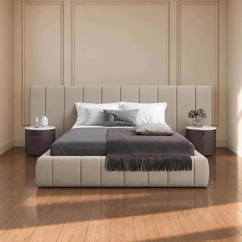 Bedroom Bed and Nightstand Set presented in a refined bedroom with clean detail perspective