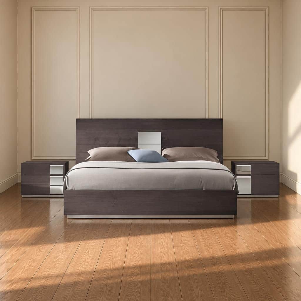 Bedroom Bed and Nightstand Set presented in a refined bedroom with fresh decor perspective