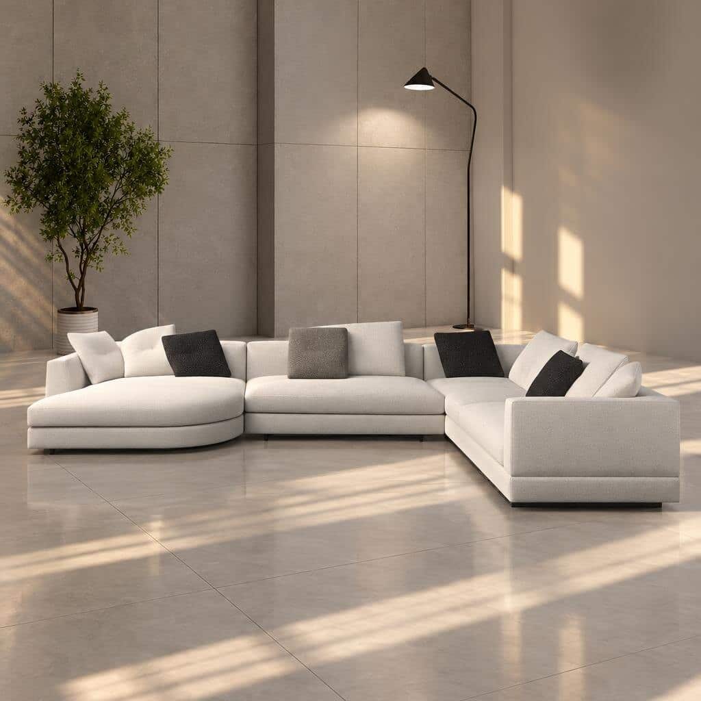 Vetra L Shape front view for modern L Shape living room furniture