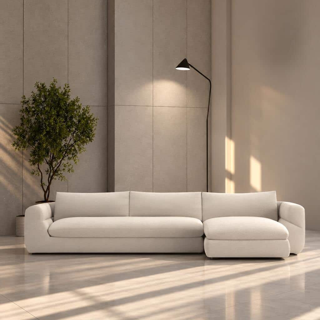 Rhea L Shape front view for modern L Shape living room furniture