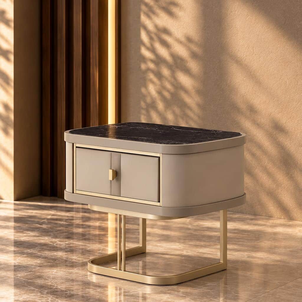 Tira Nightstand Set in crafted side storage view