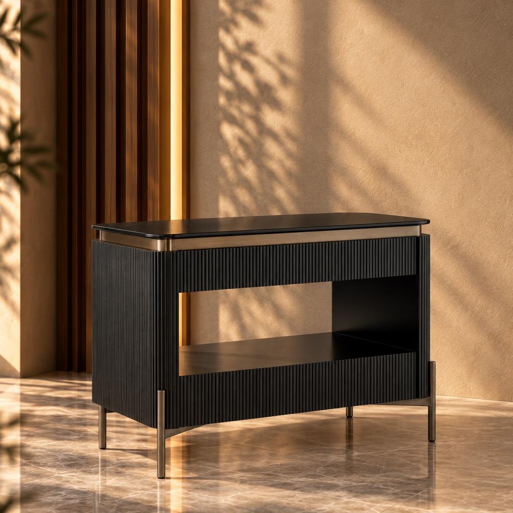 Luna Nightstand Set in polished compact room setup
