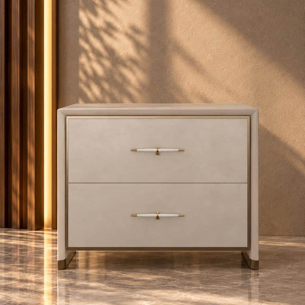 Dova Nightstand Set in organized home interior scene
