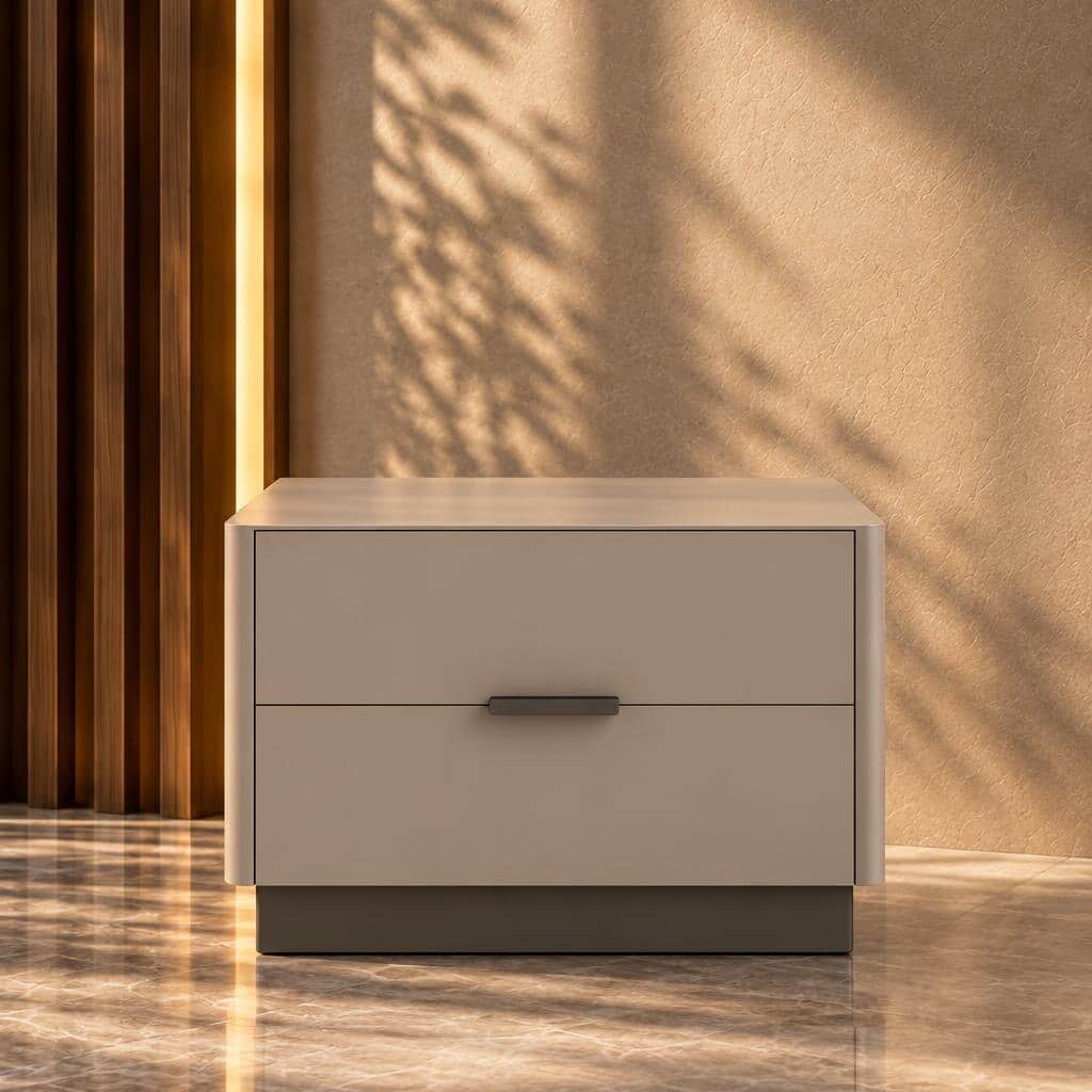Lora Nightstand Set in fresh calm bedroom display