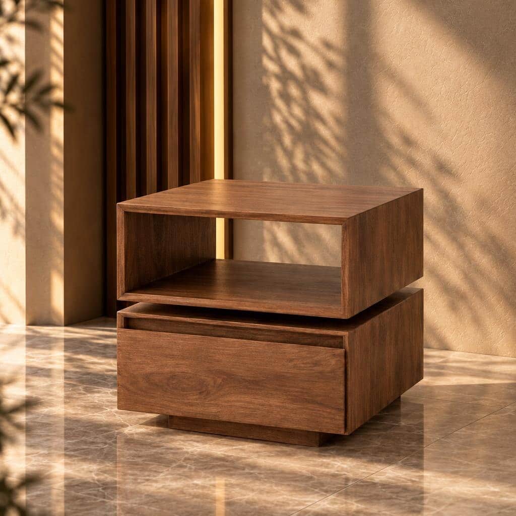 Pira Nightstand Set in balanced bedroom setup